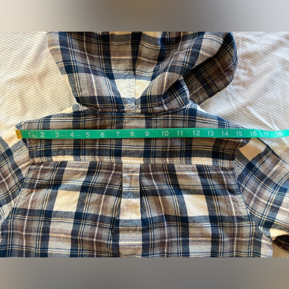 L.L. Bean Scotch Plaid Flannel Sherpa Lined Zip Up Hoodie - Picture 7 of 9